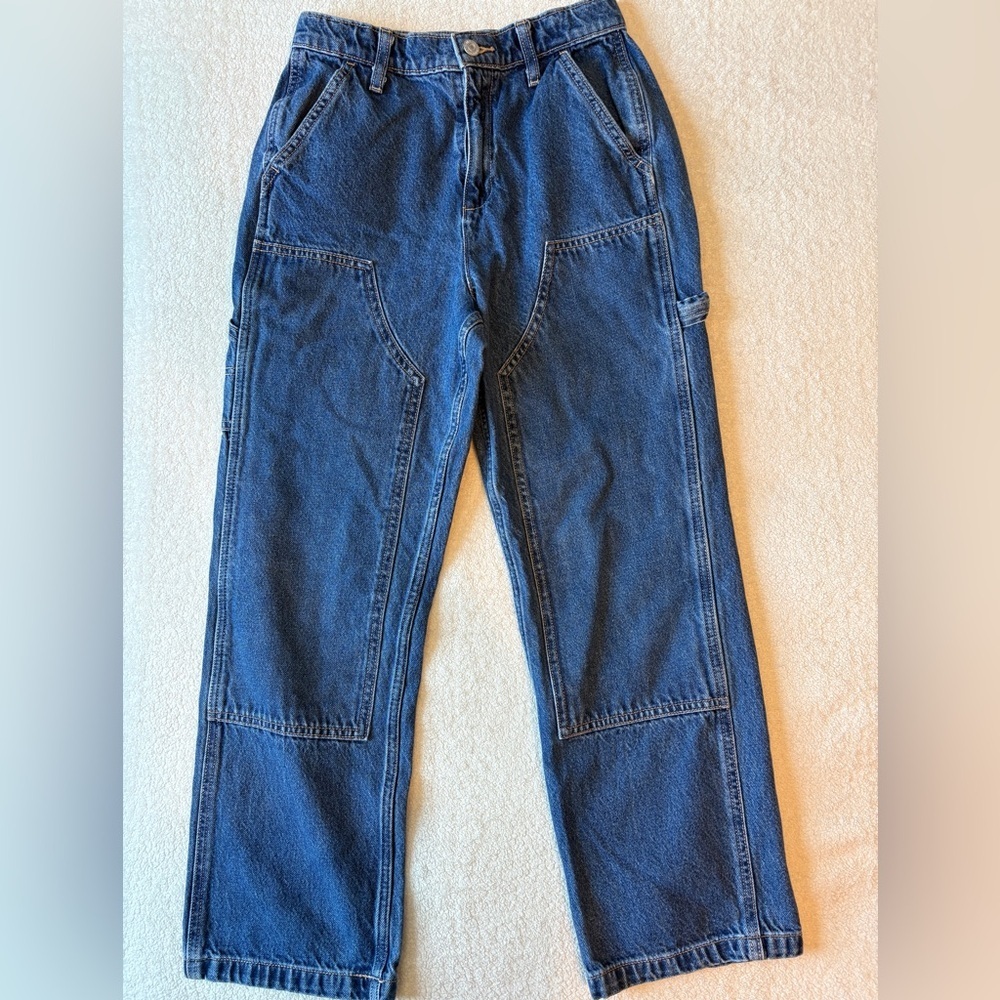 Old Navy High Rise Relaxed Fit Jeans. Deep Blue. Adjustable Waist. Girl sz 14